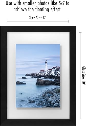 Miniatura 2 de Americanflat Portarretratos flotantes de 8 x 10 pulgadas, color negro, juego de 2 fotos de 5 x 7 o 4 x 6 pulgadas para efecto de marco flotante con
