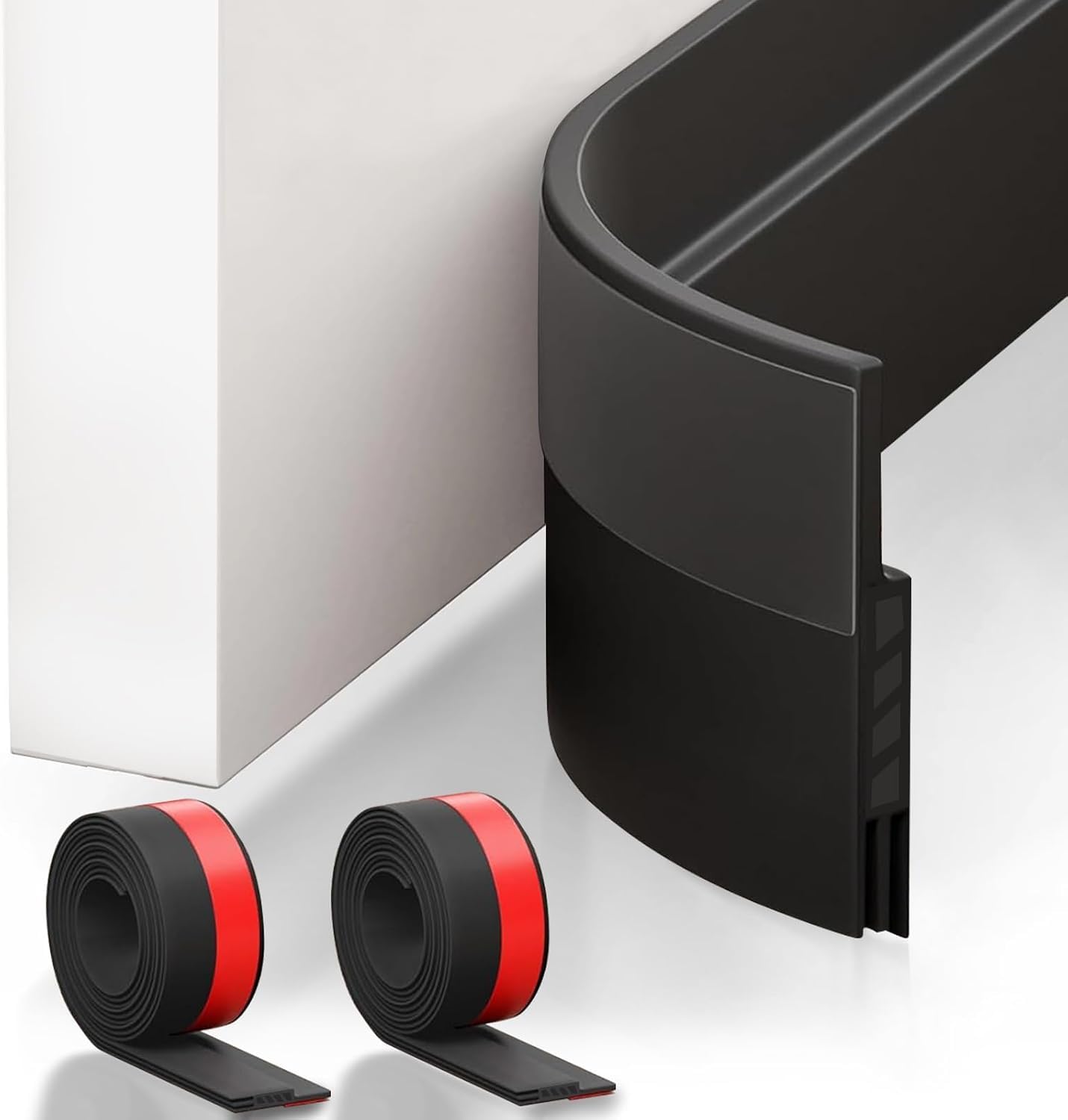 Suptikes 2 Pack Door Draft Stopper，Door Sweep for Exterior &amp; Interior Doors,Door Bottom Seal Dust and Noise Insulation Weather Stripping Draft Guard Insulator, 2" W x 39" L,Black