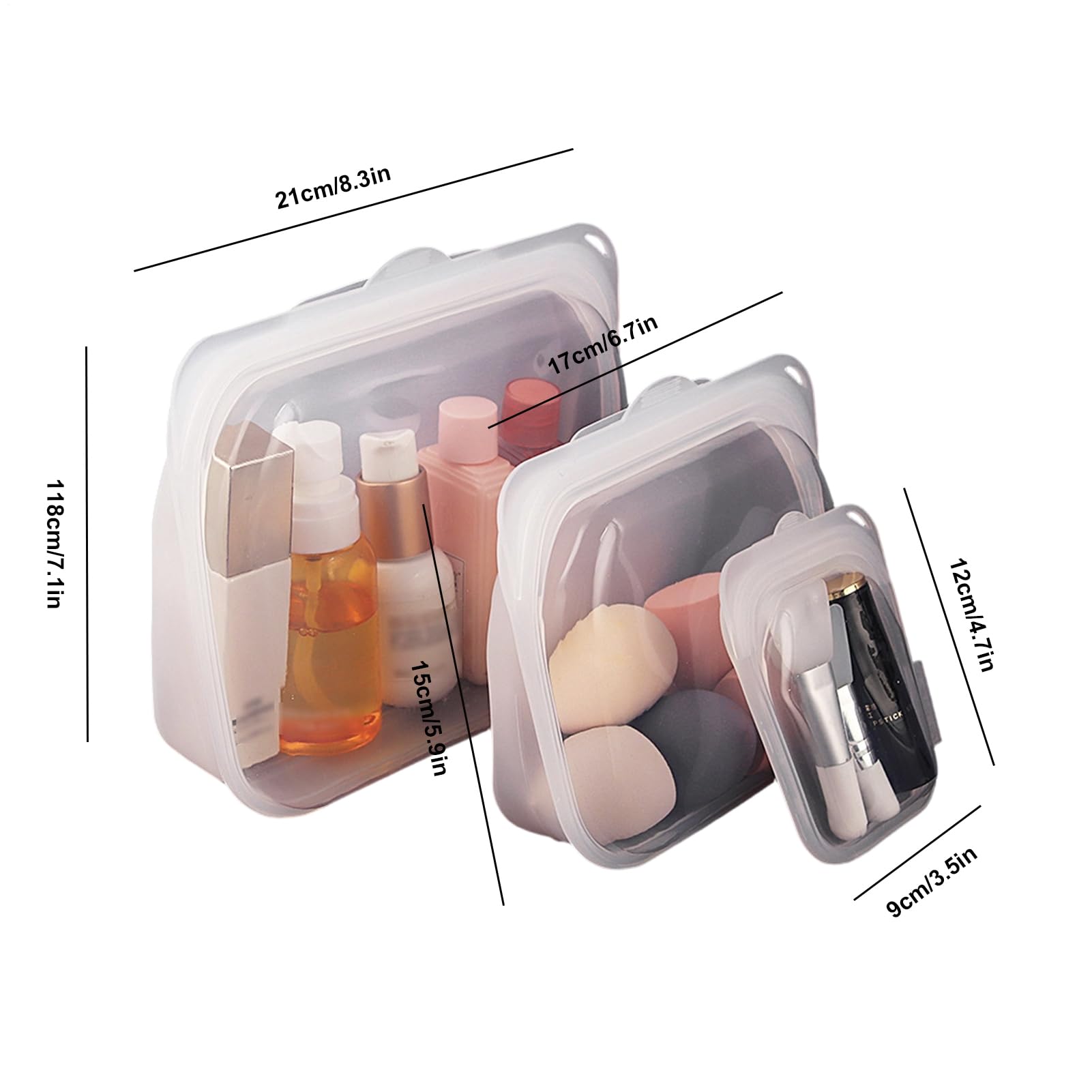 Bolsas Reutilizables para Snacks 3 Bolsas de Almacenaje de Silicona | Aptas para Microondas para Preparar Comidas, Viajes, Carne, Queso, Verdura, Fruta
