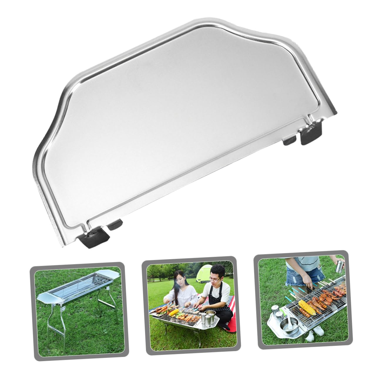 GRIRIW Bbq Grill Side Boards Portable Storage Shelf Barbecue Seasoning Storage Shelf Metal Seasoning Holder Outdoor