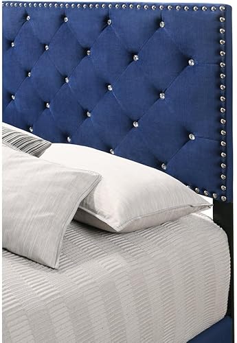 Miniatura 6 de Glory Furniture Suffolk - Cama Queen tapizada de terciopelo, color azul marino