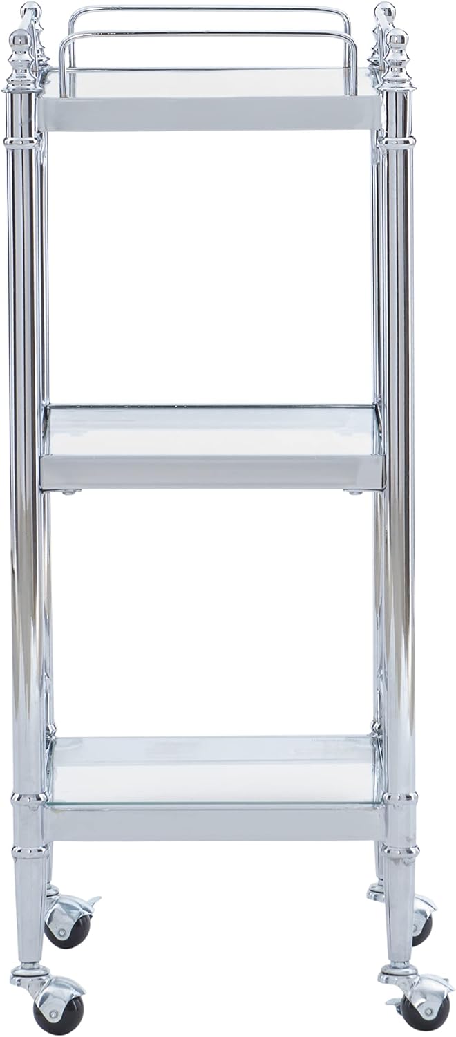 Apex Chrome and Glass Cart with Casters by Linon