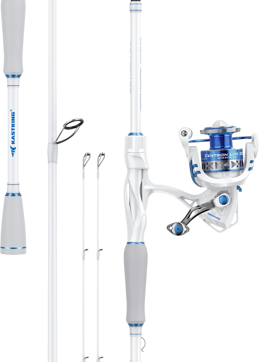 KastKing Centron Lite Travel Fishing Rod and Reel Combo, Packable Twin-Tips Spinning & Baitcaster Combos, Lightweight IM6 Graphite, Portable Multi-Piece Kit for Freshwater Saltwater Bass Trout