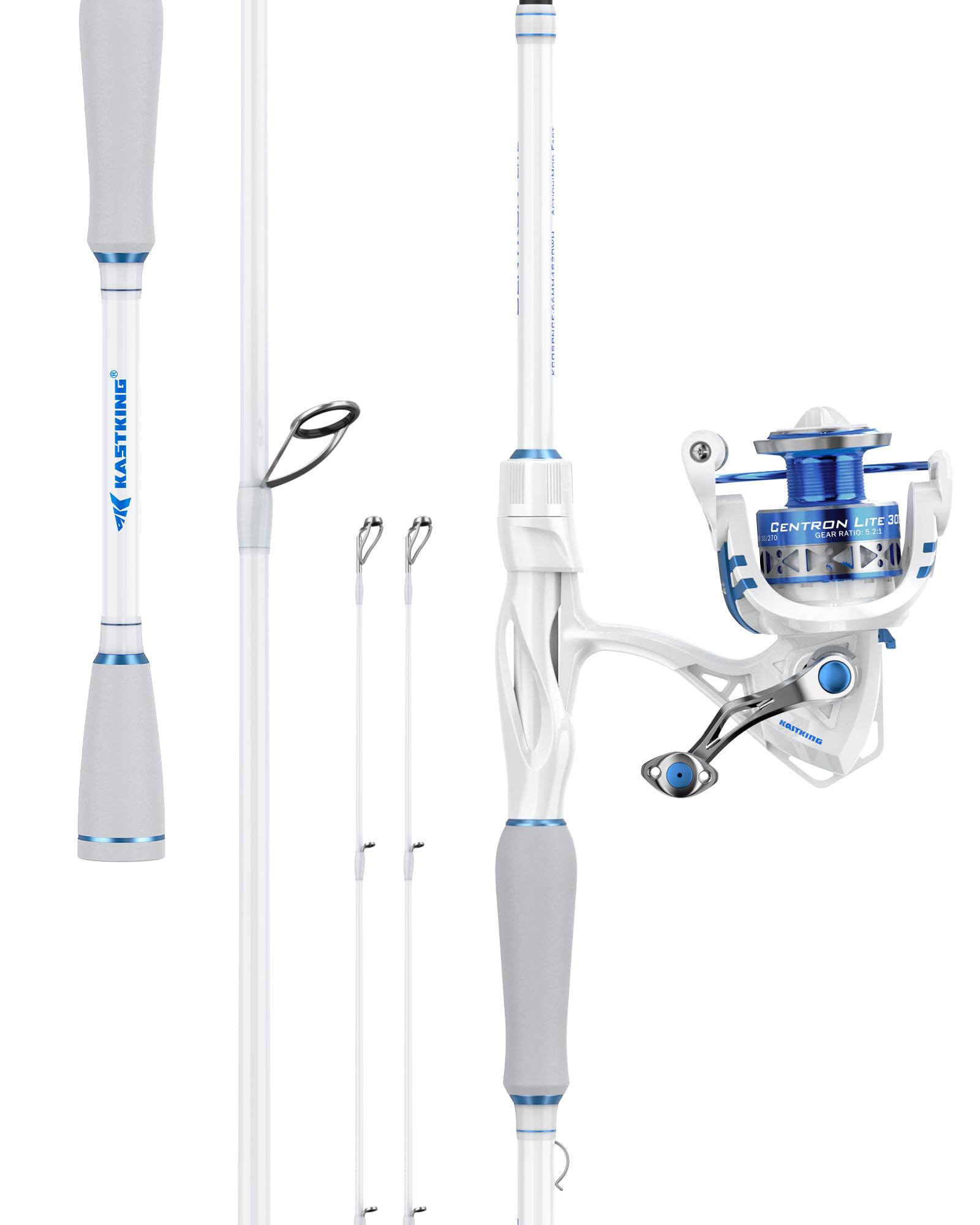 KastKing Centron Lite Travel Fishing Rod and Reel Combo, Packable Twin-Tips Spinning & Baitcaster Combos, Lightweight IM6 Graphite, Portable Multi-Piece Kit for Freshwater Saltwater Bass Trout