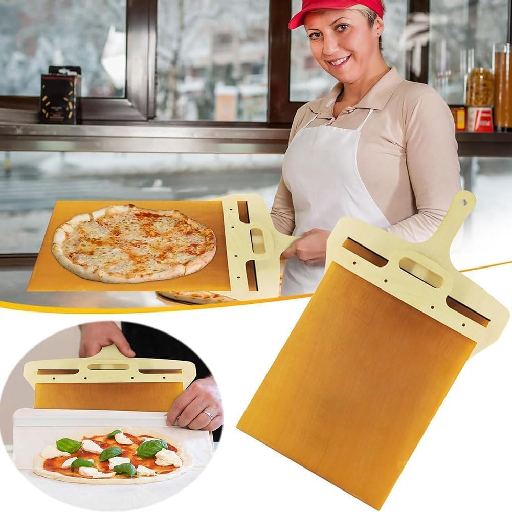 Sliding Pizza Peel,Effesto Pizza Peel & Pizza Shovel with Teeth,The Pizza Peel That Transfers Pizza,Non-Stick Magic Handle Pizza Spatula,Turning Peel, Bread, Pastry, Dough, Cake Spatula (2PCS Yellow)