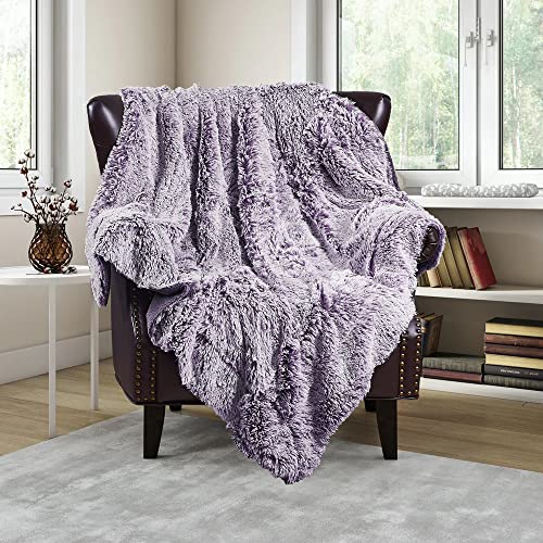 Bytide Woolly Faux Fur Plush Shaggy Throw Blankets With Microplush Back, Soft Fluffy Fuzzy Luxury Throw For Couch Sofa Chair Bed Cover, Bedroom Living Room Decor Blanket, 50 X 60 In, Fantasy Purple #TOP14