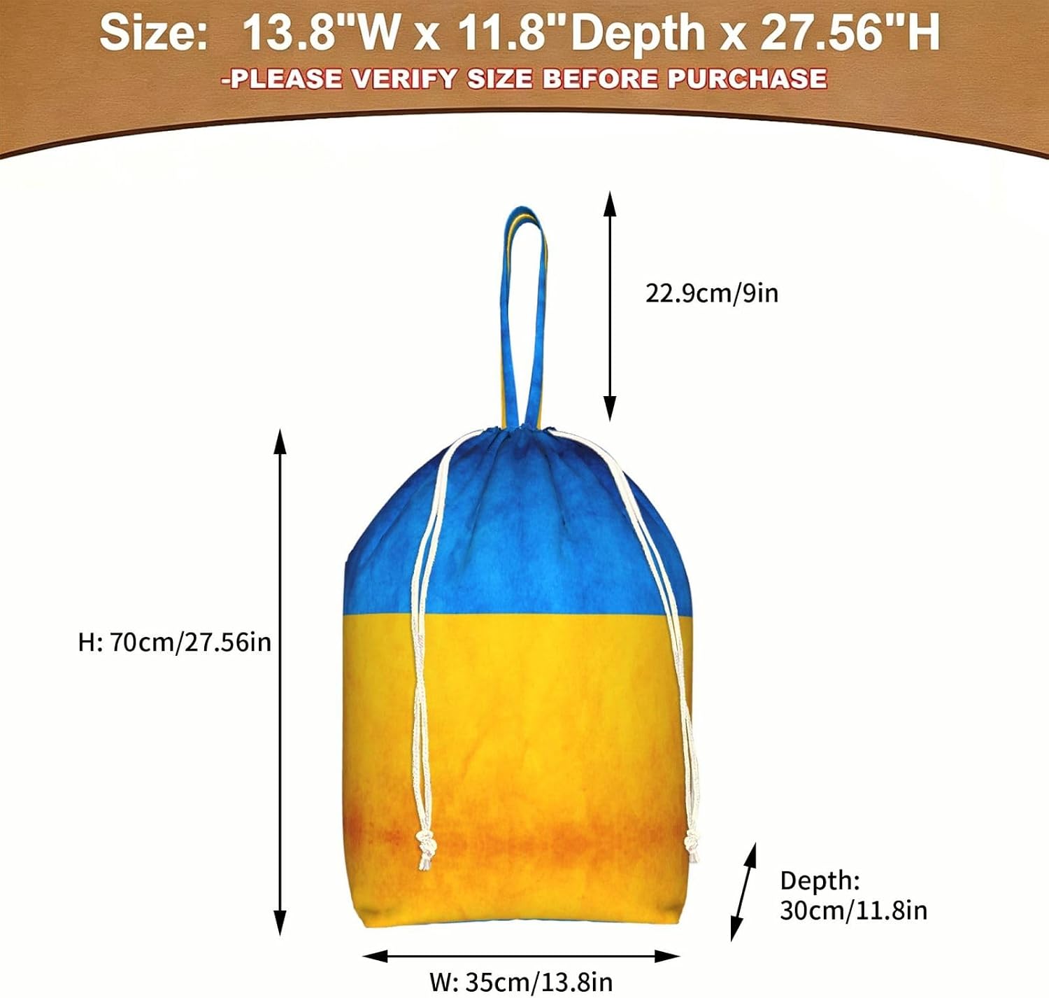 Oxford Ukrainian flag Print Large-capacity drawstring laundry bag with Handles for Dorm,Hotel