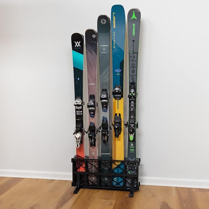 Ski Storage Rack Organizer Stand Holder Floor Mount Fits 4 Pairs Of