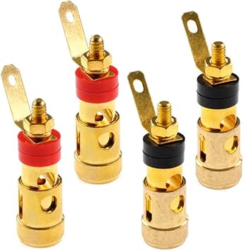 4Pcs Large Gold Plated Speaker Binding Post Spring Loaded Press Subwoofer Basket Terminal