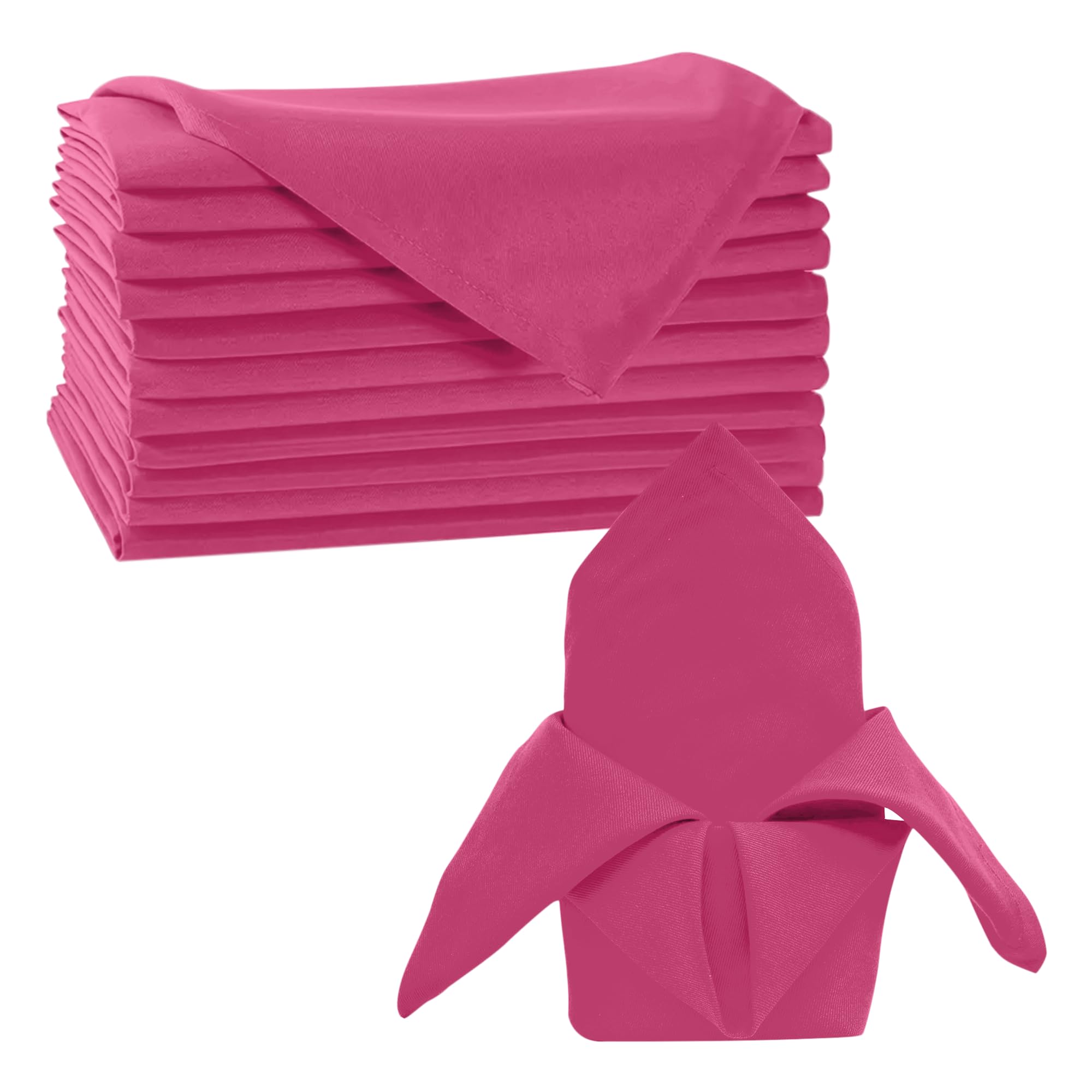 Trimming Shop 20 Inch Fuchsia Polyester Table Napkins, 50x50cm Square, Reusable, Wrinkle-Resistant Cloth Napkins for Dinner Parties, Events, Weddings, Restaurants & Hotels, 50pcs — image 1