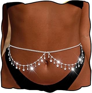 Rhinestone Waist Chains Crystal Waist Chain with Pendant Abdominal Chain Thin Minimalist Body Chain Jewelry for Women Beach Rave