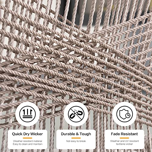 Purple Leaf Counter Height Bar Stools Set Of 2 Rattan Wicker Outdoor Metal Boho Barstools With Back And Footrest Patio Garden Balcony Pool Bar Chairs #TOP7