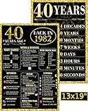 Back In 1982 Party Poster and 40 Years Countdown - Large 13x19 in Laminated.- Black and Gold - 40th...