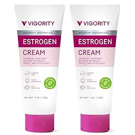 Vigority Estrogen Cream For Women, Natural Bioidentical Menopause Relief & Hormonal Moisturizer for Face, Neck & Body - Menopause Support for Hot Flashes, Menstrual Cycle - 2 Pack
