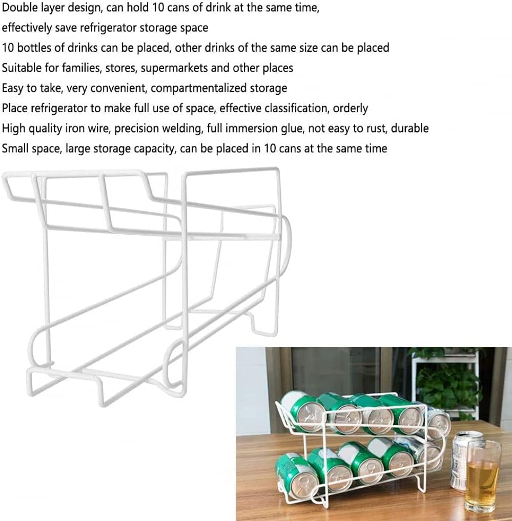2-Tier Soda Can Organizer for Refrigerator, Can Beverage Dispenser Rack Can Holders, Holds 10 Cans