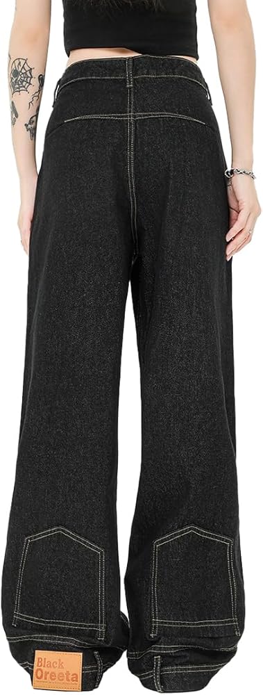 Upside Down Design Jeans for Women Vintage Low Rise Baggy Denim 