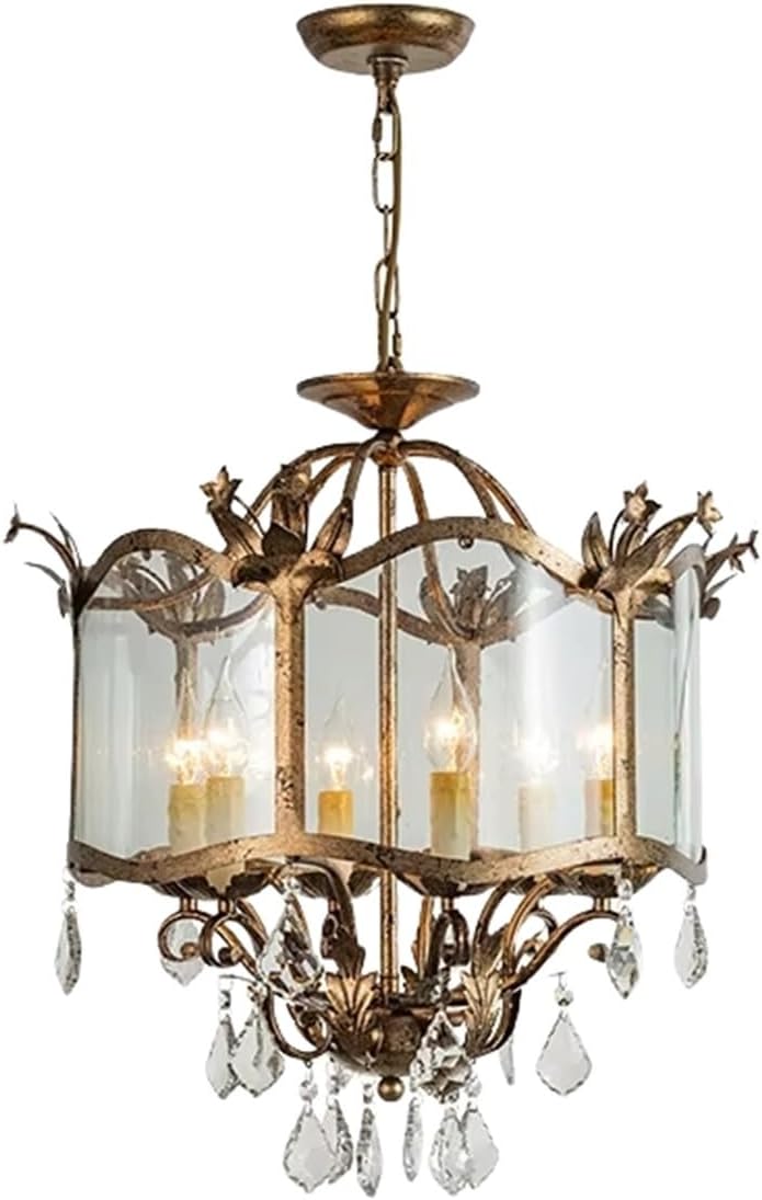 American Retro Style Dining Room Chandelier French Candle Crystal Pendant Lights for Bedroom Living LED Lighting Lamp Home Decor,luminaire