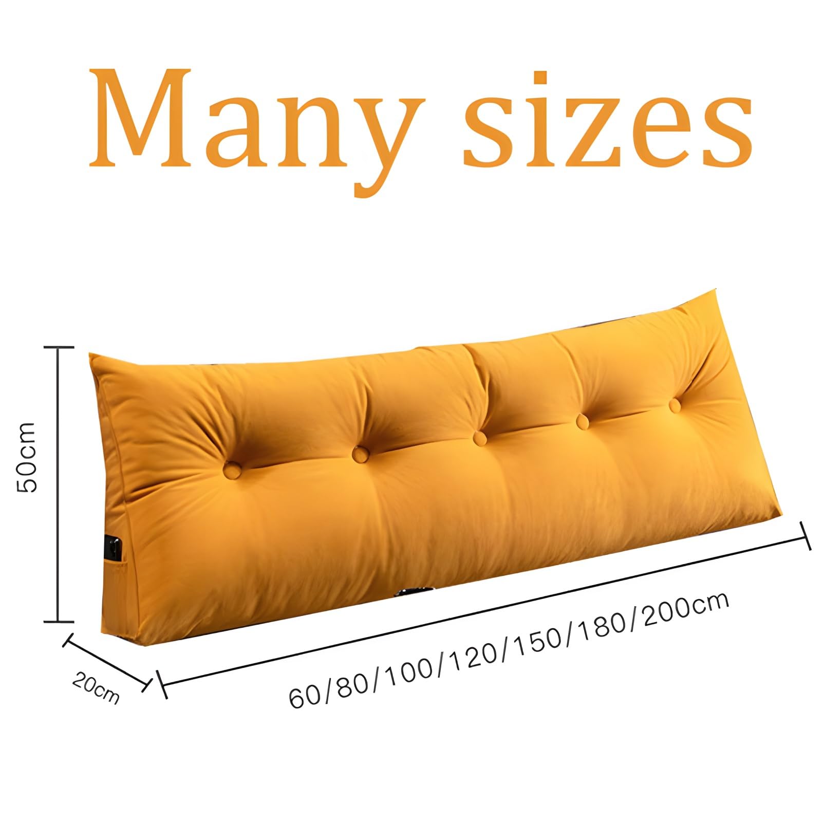 Coussin De Dossier, Coussin Cale Long, Coussin Lombaire, Support De Dossier De Lit, Coussin De Lecture Confortable Et Partie Arrière Pour Lit,Orange,120x50x20cm