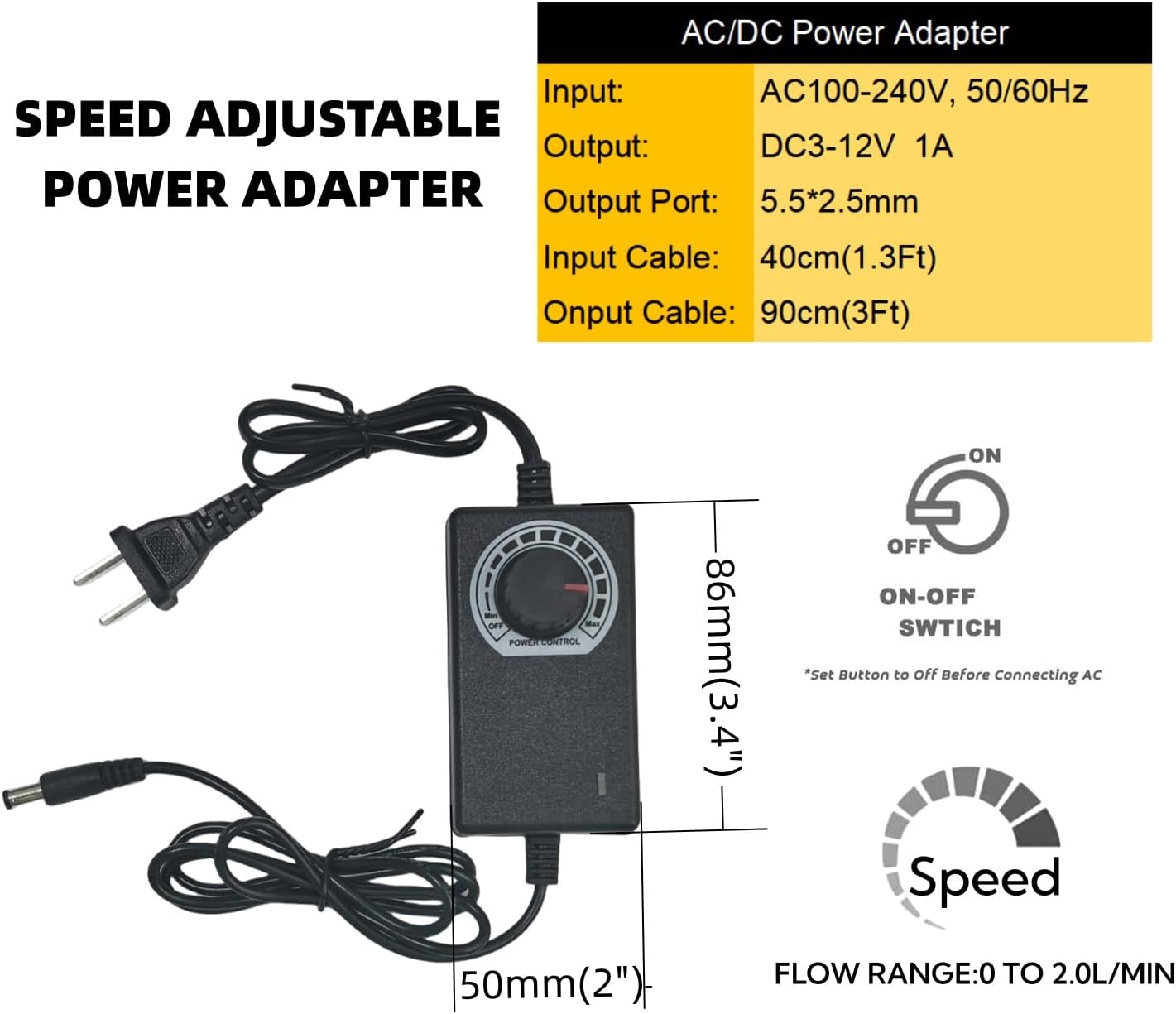 Food Grade Electric Water Transfer Pump, 110V Adjustable Flow (0-2L/Min), for 5 Gallon Water Jugs, Bottled Water, Wine, Cooking, Aquariums – Self-Priming – Quiet, Portable, Easy to Use