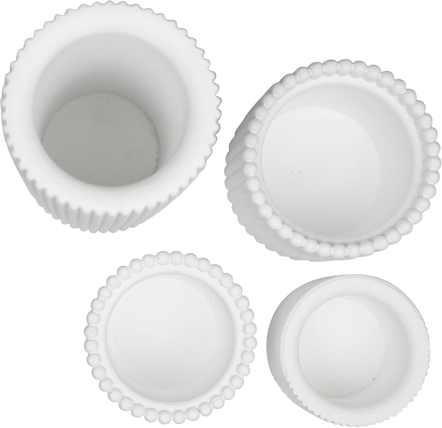 JONATHAN Y Noa Modern Minimalist Handmade Concrete Fluted Cylinder Planter Set, Matte White (Set of 4) (PLN1004B-4SET)