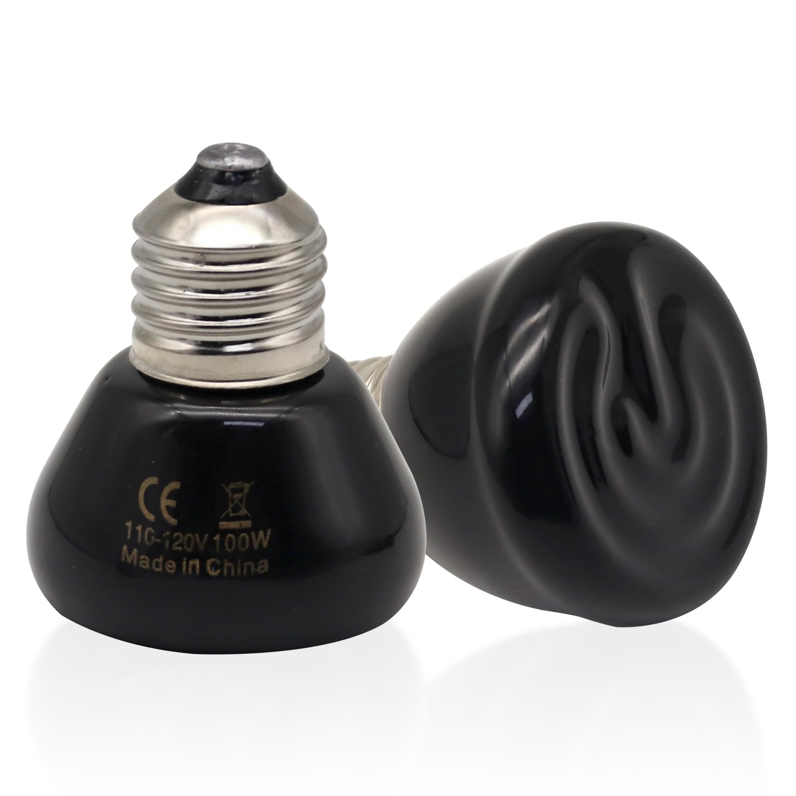 Mini Reptile Heat Lamp, 25w Infrared Ceramic Heat Emitter, No Light Emitting Reptile Heat Bulbs,Ceramic Heat Lamp for Amphibian, Chicken Coop,Cat, Turtle, Snake,Terrarium (2, 100 W)