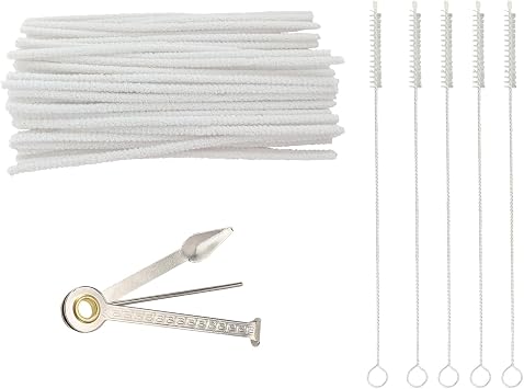 WAFJAMF Multifunctional Pipe Cleaning Kit,50 Pieces of Cleaning Strip 1 Pcs 3-in-1 Pipe Tamper Reamer and 5 Pcs Straw Brush