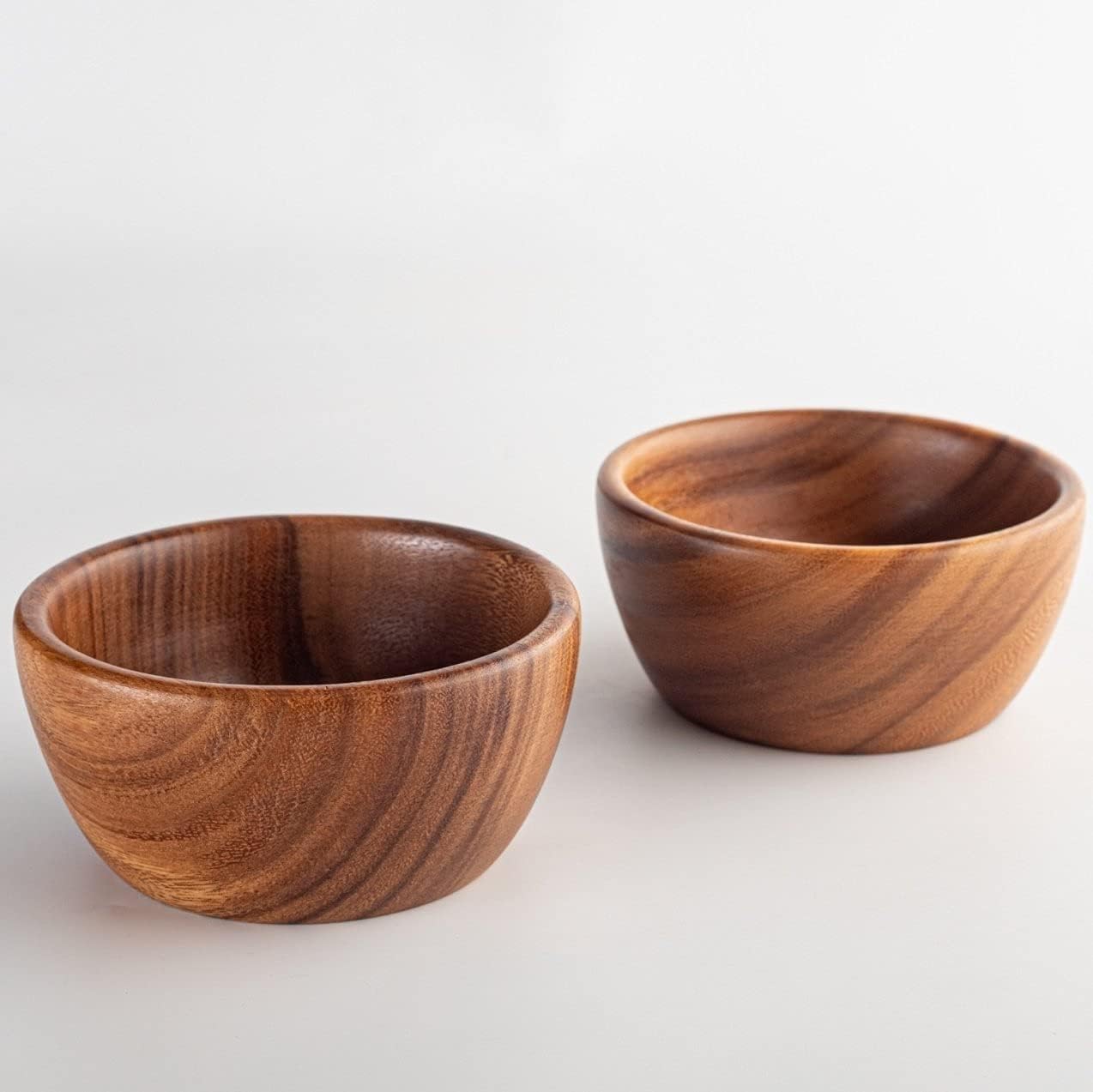 Acacia Wooden Salad Bowls (Set of 2) 6" x 2" Individual