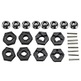 Blomiky 8 Pack 12mm 16440 Wheel Hub Hexes and 8 Pack M20101 Wheel Hex Pins and M40 M4 Wheel Locknuts Spare Parts for 1/10 1/12 1/14 1/16 1/18 Scales RC Truck / 9125 Hex Pin Locknuts 2