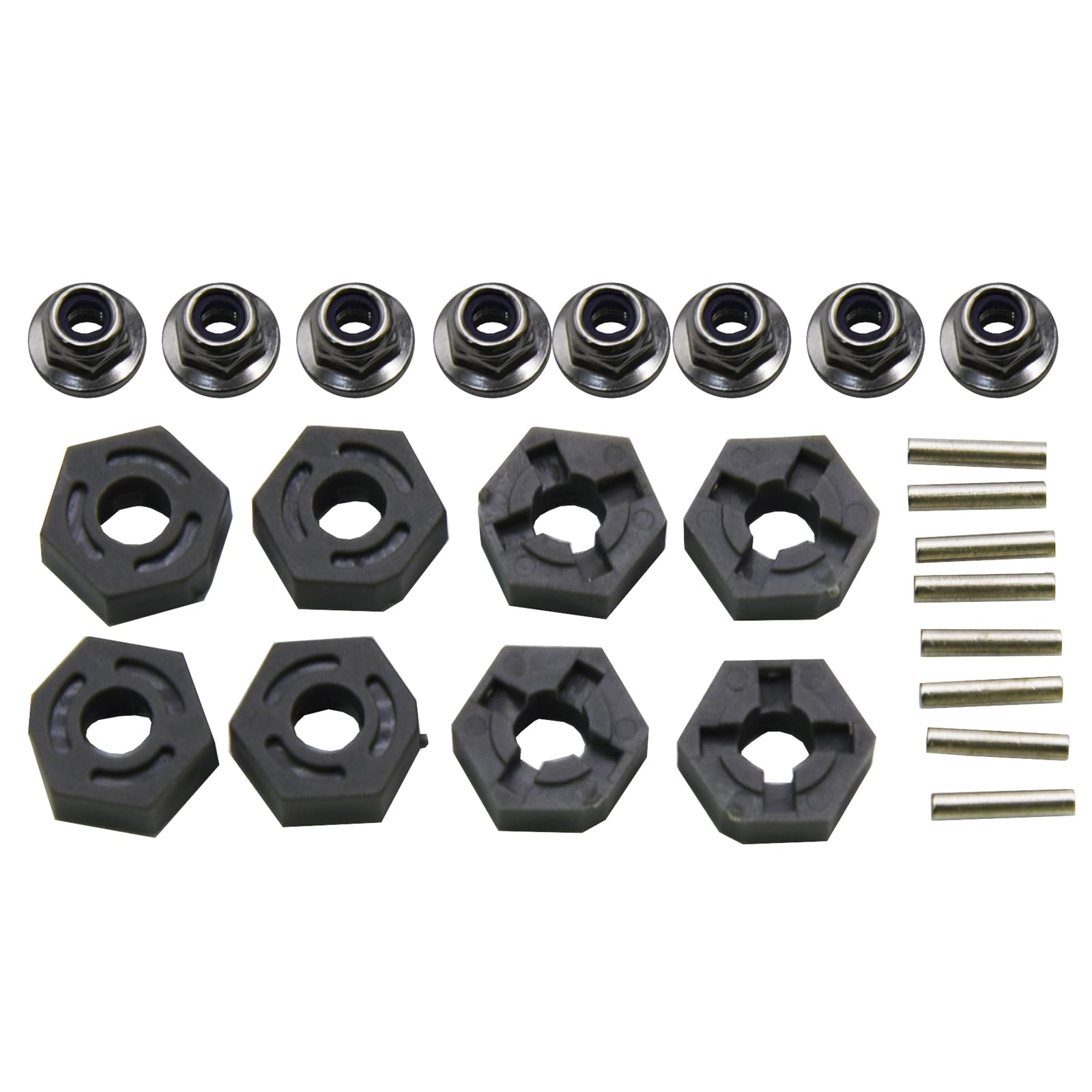 Blomiky 8 Pack 12mm 16440 Wheel Hub Hexes and 8 Pack M20101 Wheel Hex Pins and M40 M4 Wheel Locknuts Spare Parts for 1/10 1/12 1/14 1/16 1/18 Scales