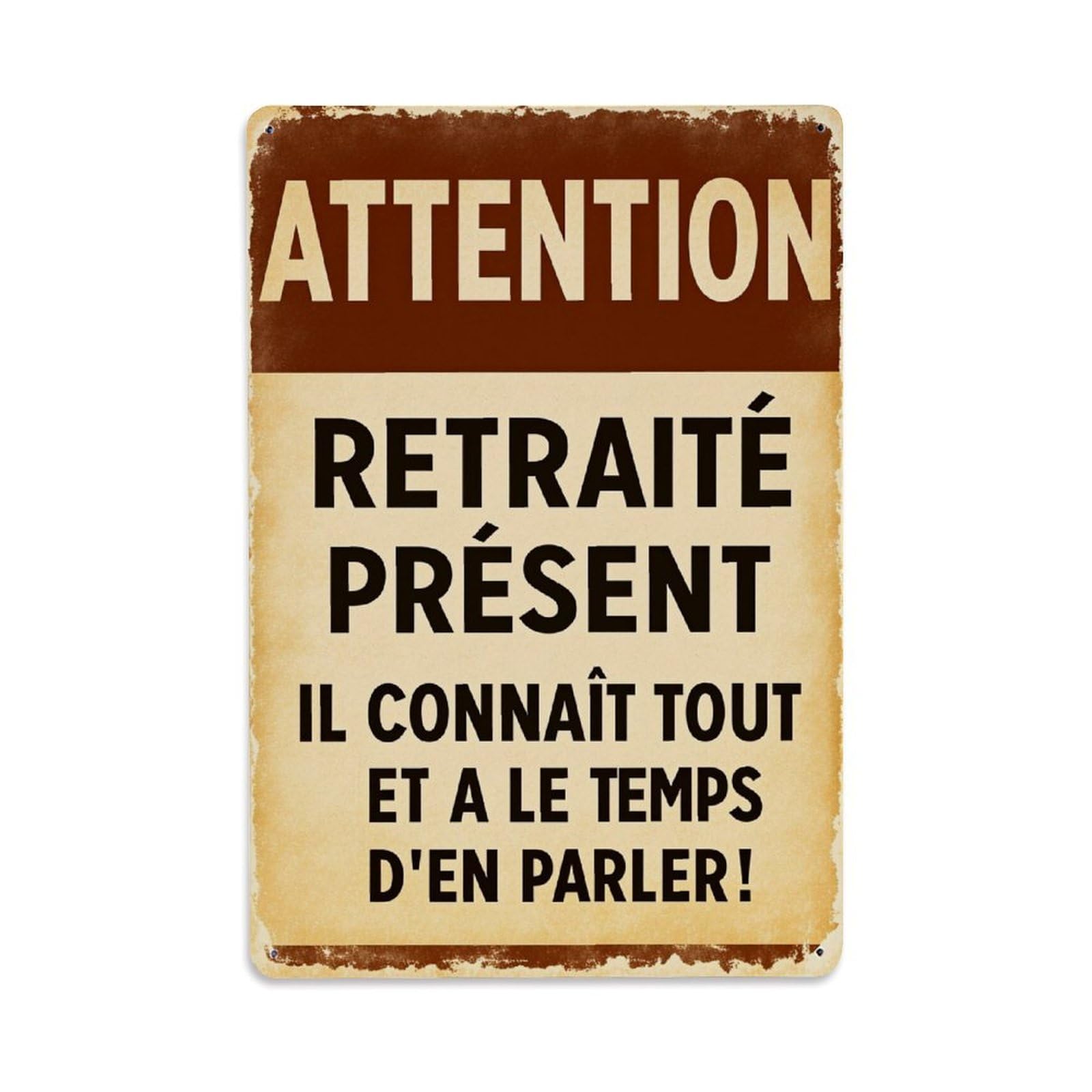 Attention Retirement Present He Knows Everything Vintage Tin Sign Retro Metal Wall Decor Metal Poster, Home Bar Garage Farmhouse Cafe Wall Art Decoration 8x12Inches