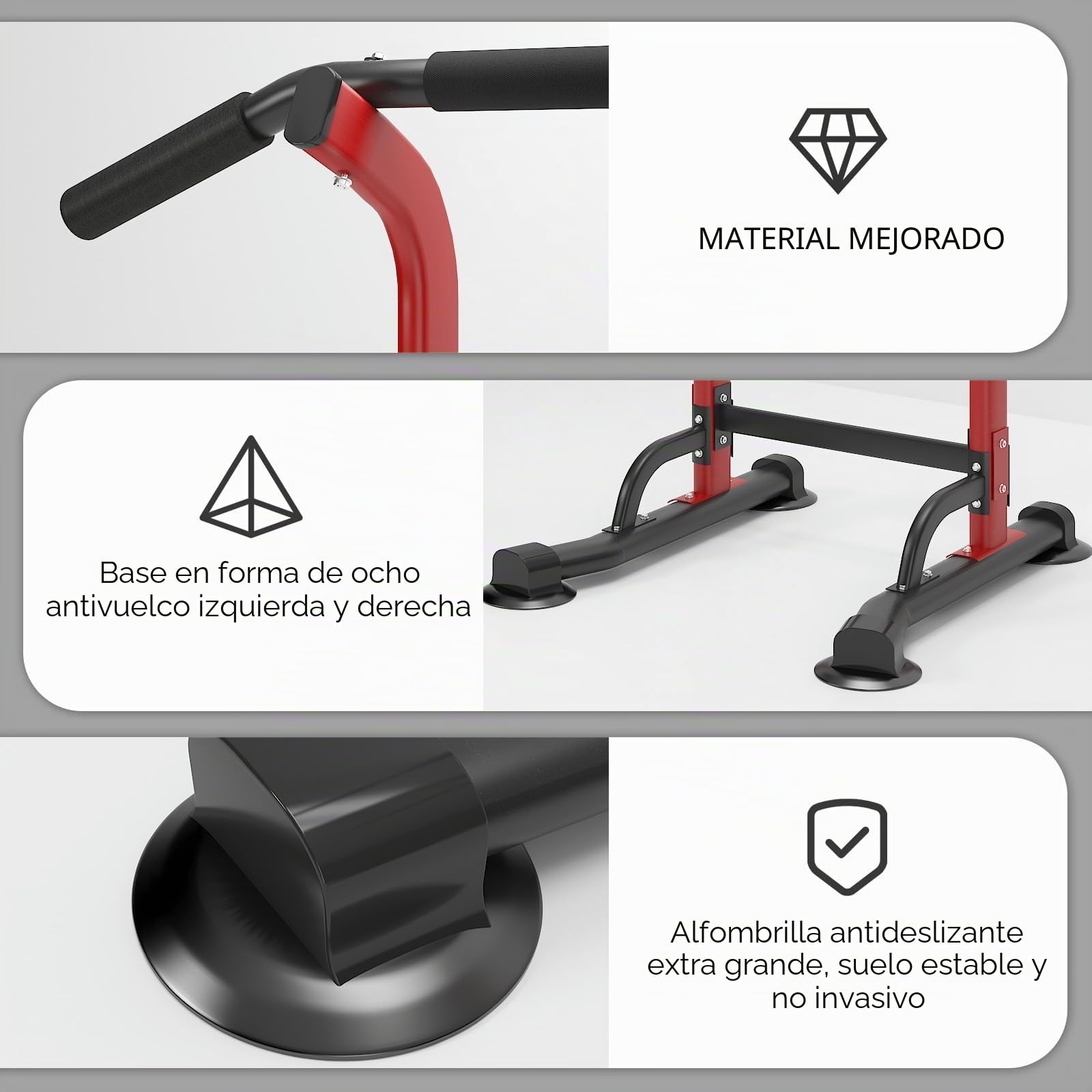 SDHYL Power Tower - Estación de dominadas, altura ajustable, para entrenamiento abdominal, para principiantes y profesionales, color rojo y negro
