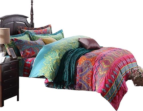 LELVA conjuntos de ropa de cama estilo étnico, ropa de cama marroquí, ropa de cama estilo rústico estadounidense, ropa de cama estilo bohemio,