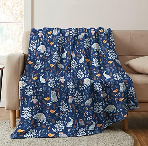 Raccoon Owl Blanket for Boys Girls, Kid Raccoon Owl Blanket and Throw for Couch Bed Sofa Living Room Decor, Soft Cozy Forest Animals Blanket Gifts for Baby Toddler Infant Newborn 40 "x 50"