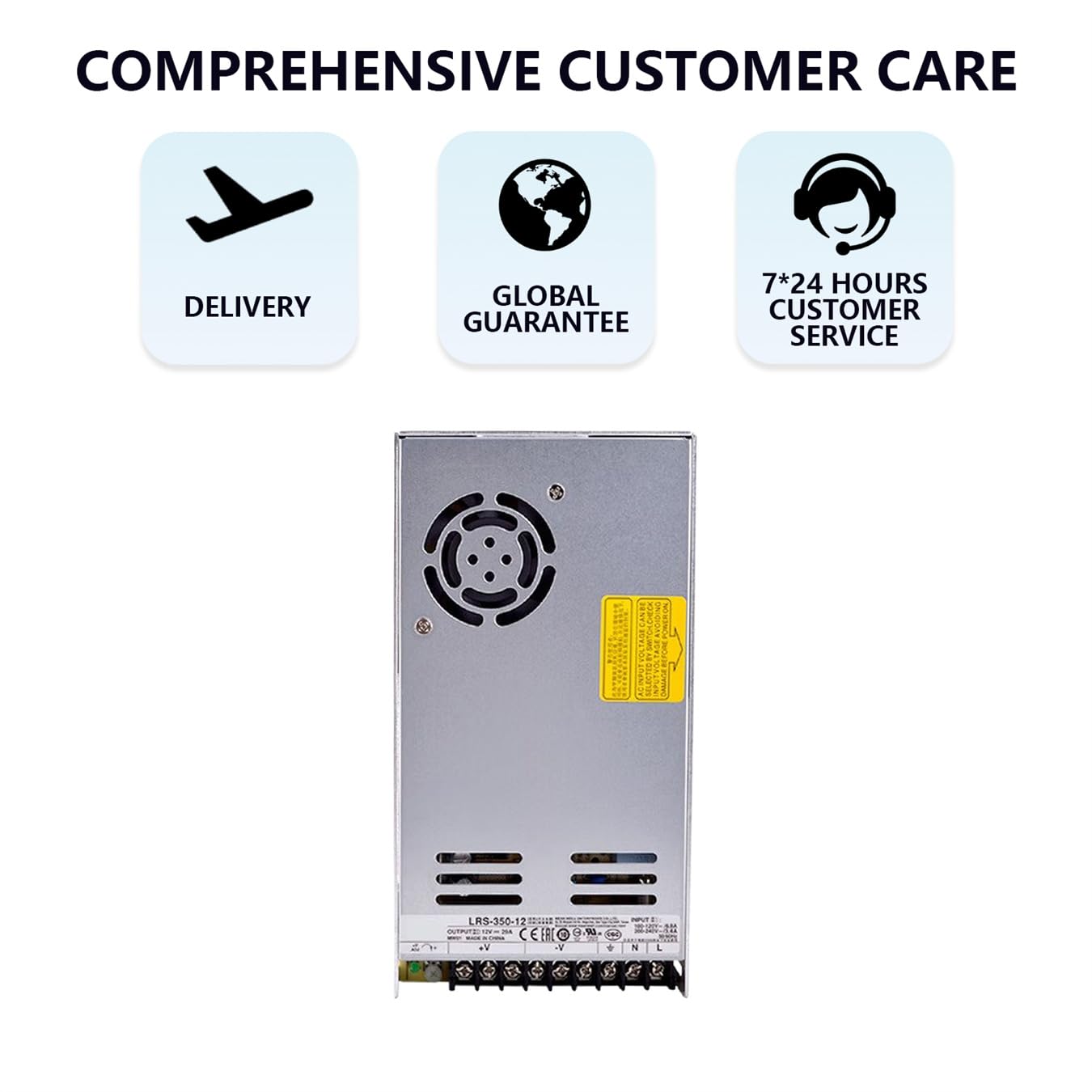 LRS-350-12 350W 12V 29A High Efficiency Enclose AC-DC Switching Power Supply, 90-264VAC Input for Industrial Automation,Electronic Equipment