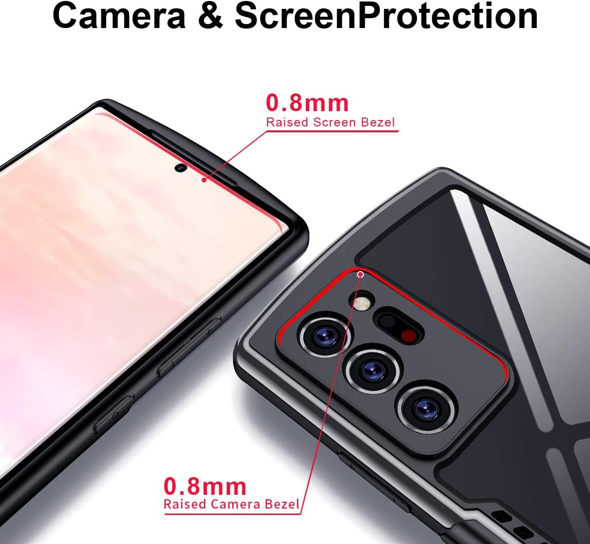 Xundd Case for Galaxy Note 20 Ultra 6.9 Inch, [Military Grade Drop Tested] Slim Clear Back with Shockproof Soft TPU Bumper Frame Cover for Samsung Galaxy Note 20 Plus 5G (2020)- Black
