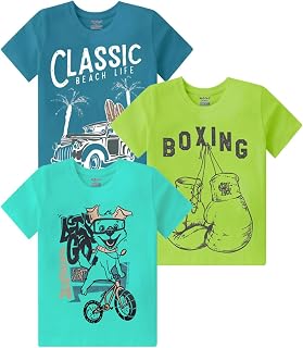 kiddeo Boys Regular Fit 100% Cotton Halfsleeve Roundneck T Shirt Combo (Pack of 3) Price In India