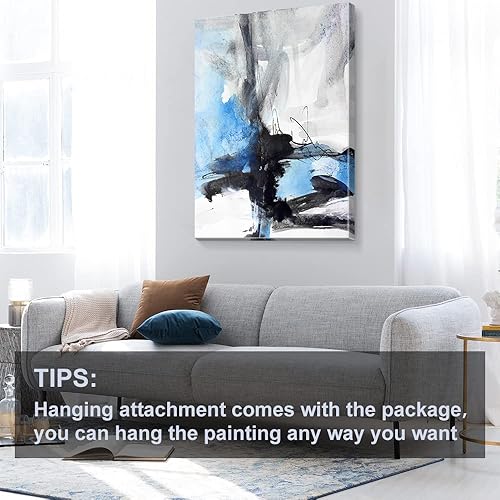 Miniatura 543 de Lienzo artístico para pared, pinturas de arte abstracto, fantasía azul, grafiti colorido sobre fondo blanco; decoración artística moderna para sala