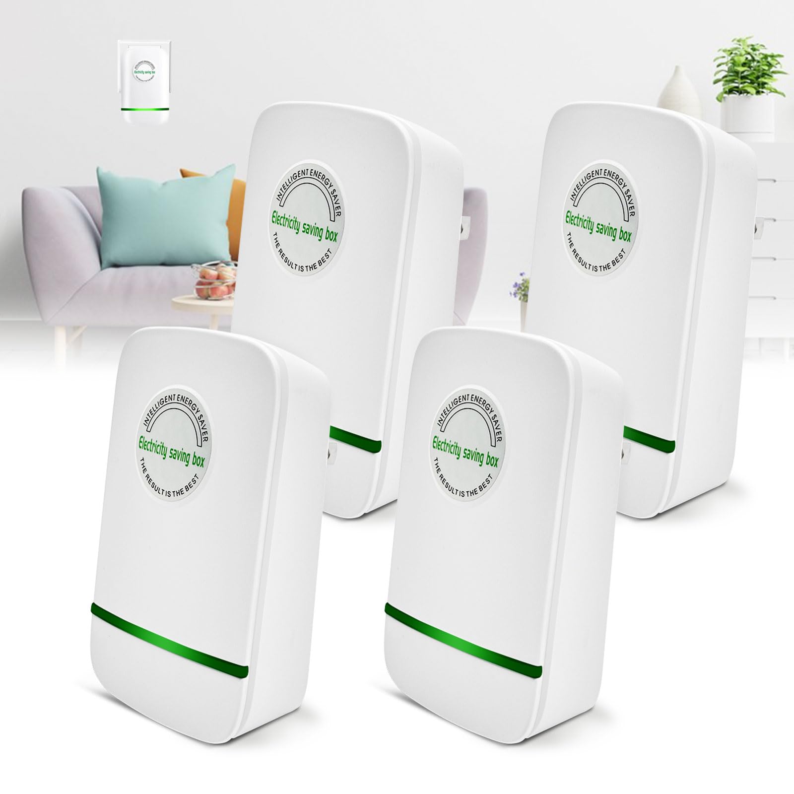 Stop Watt Energy Saving Device, Pro Power Saver Electricity Saving Device Save Electricity Saving Box, Stopwatt Esaver Watt Energy Saving Device, US Plug 90V-250V 30KW 4 Pack, White