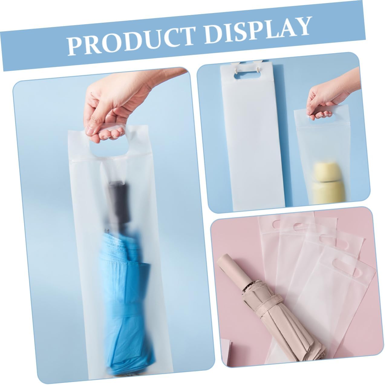 Mobestech 10pcs Foldable Umbrella Bag with Strap, PE Water Absorbent Travel image 3