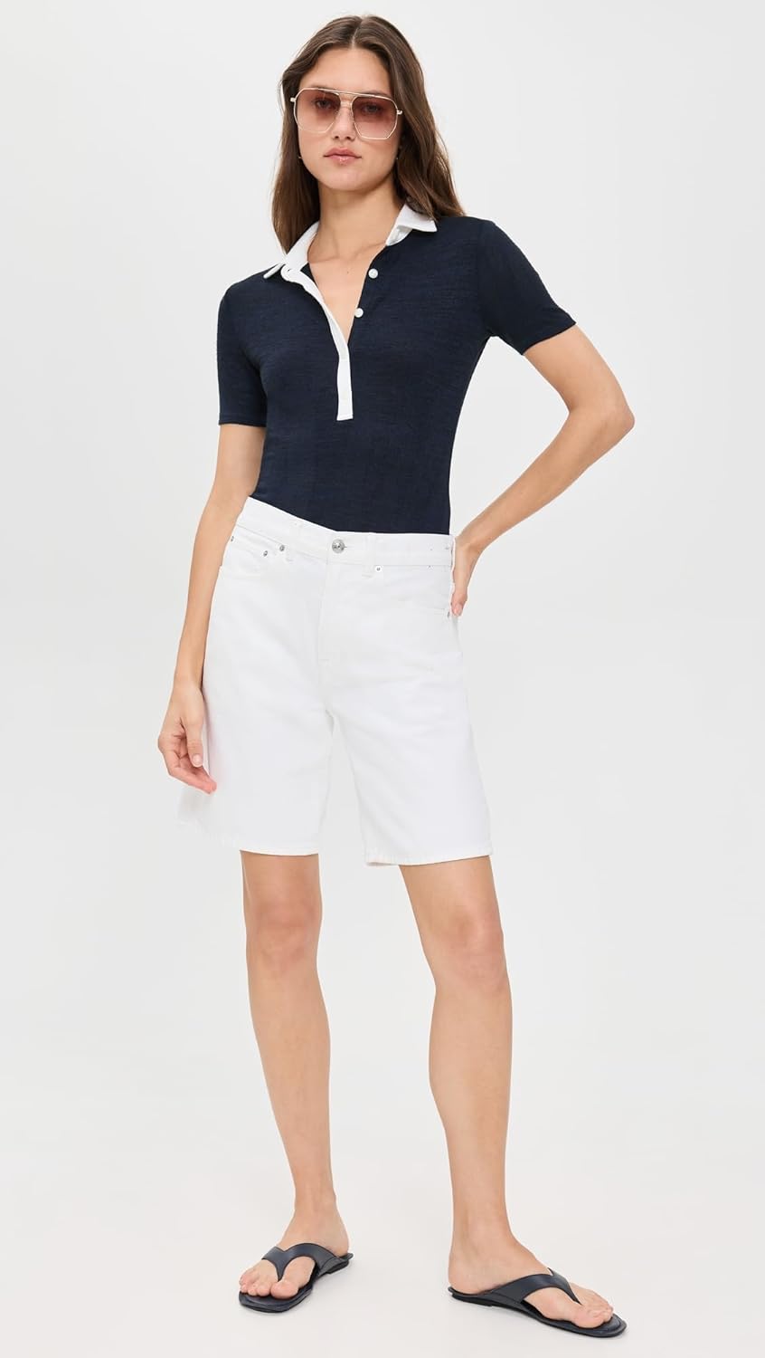 rag & bone Women's The Knit Button Short Sleeve Polo - Image 5