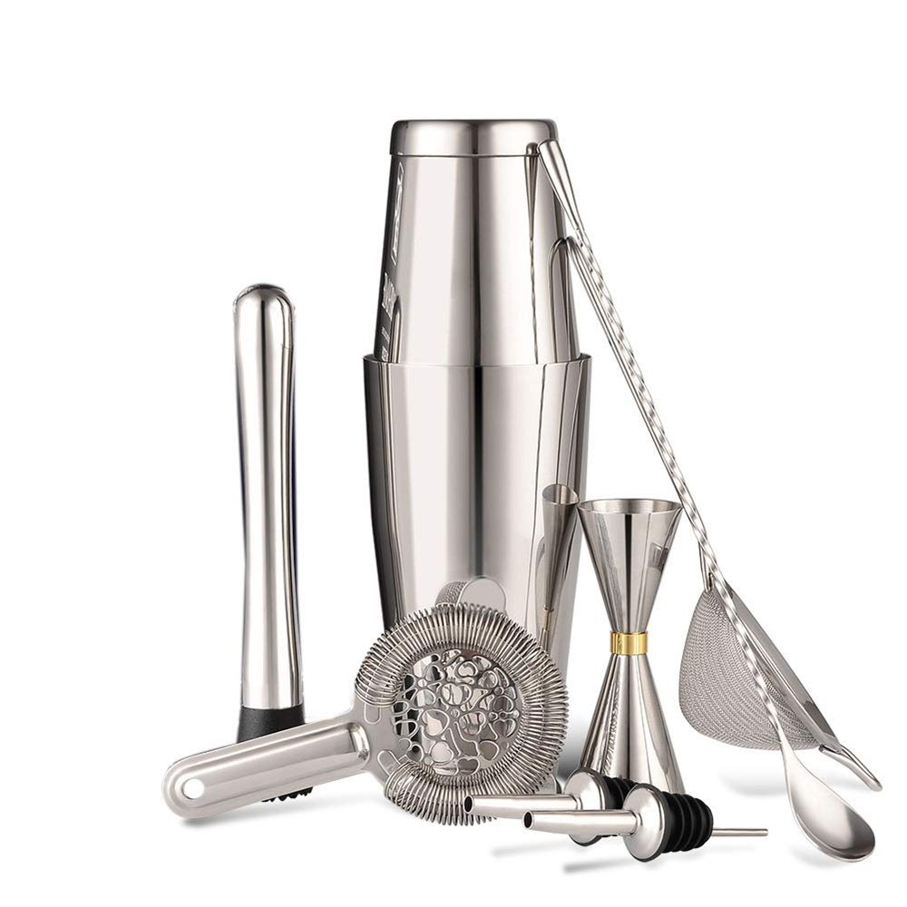 Shaker cocktail acier inoxydable 8pcs pour réussir tous vos mélanges