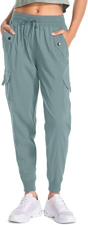 Womens Hiking Cargo Pants Quick Dry Lightweight Elastic Waist Outdoor Trail Safari Golf Casual