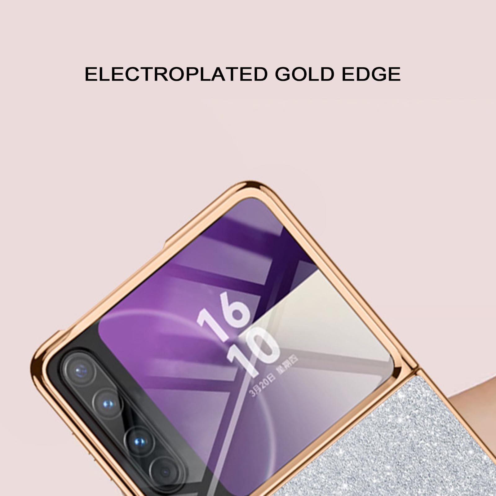 Ultrafina Carcasa para Huawei Pura X, Lujo Ligero Galvanoplastia Funda Protección de Cámara Anti-Arañazos Cuero Estuche,Oro,Pura X