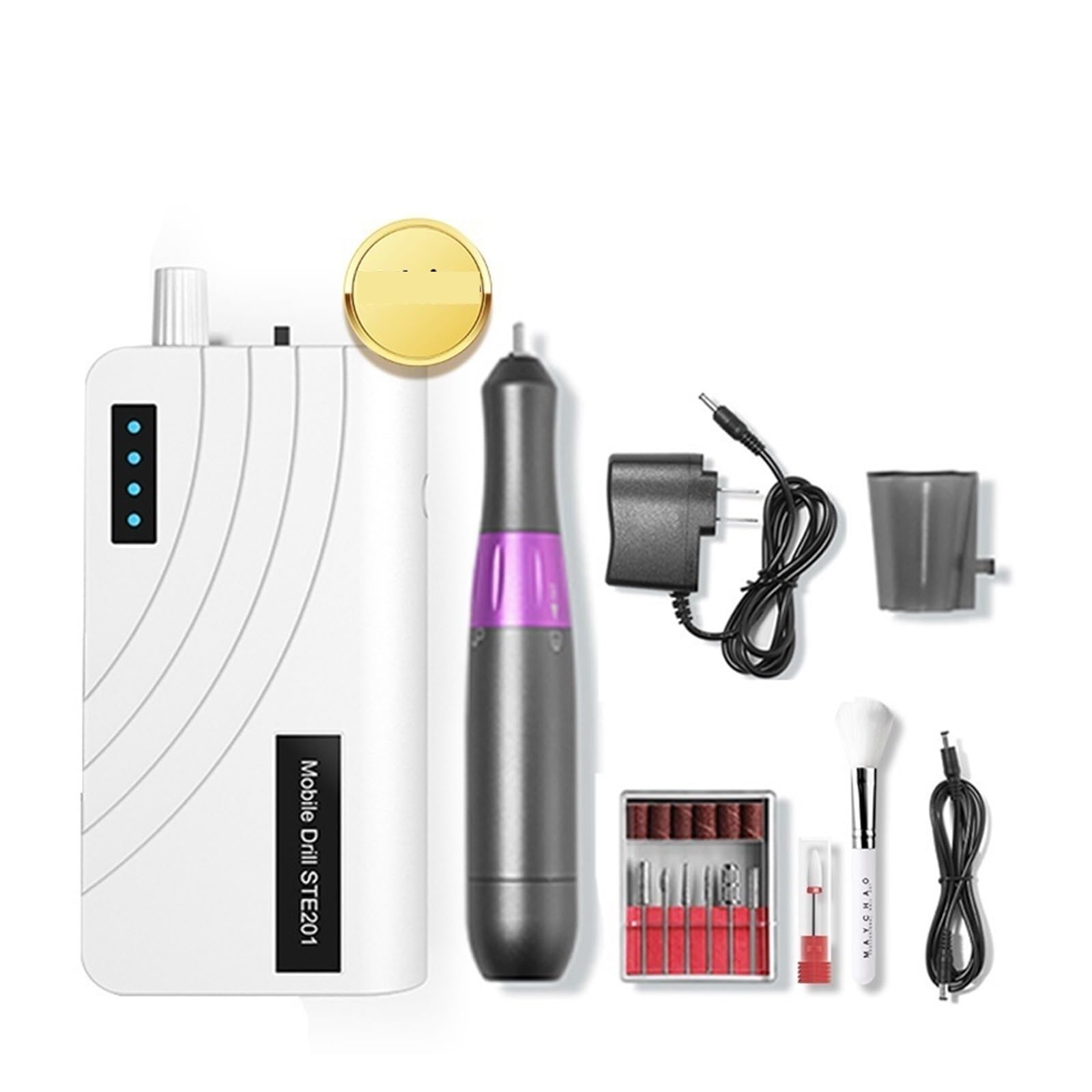Fresa per Unghie, Trapano for Unghie Elettrico Portatile, Trapano for Unghie Ricaricabile Professionale da 35000 Giri/min for la rimozione dello Smalto Gel Acrilico(White)