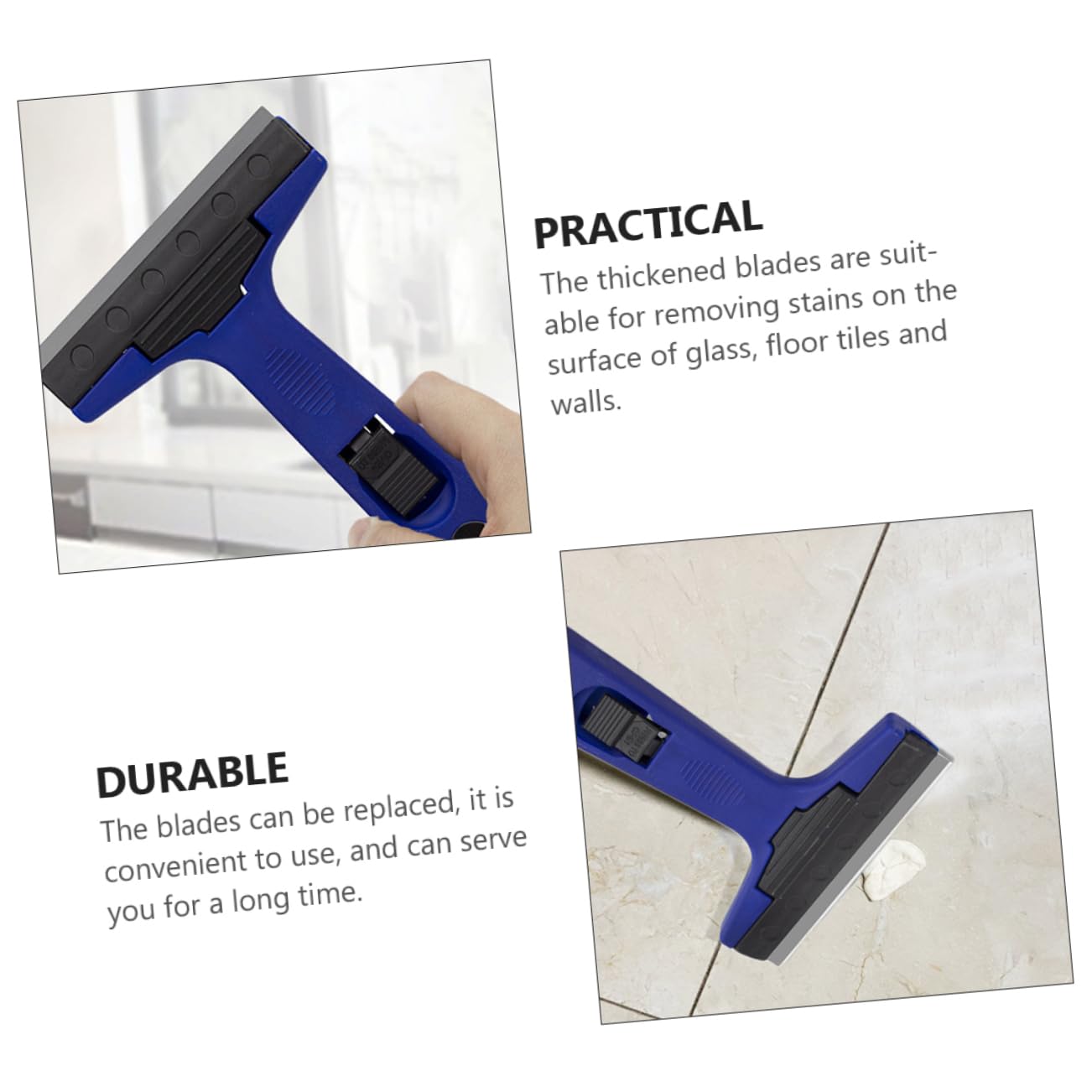 Cabilock 3 Piezas Rascador de Limpieza Portátil para Vidrio y Herramienta de Limpieza para Paredes Azul de Usar y Duradero