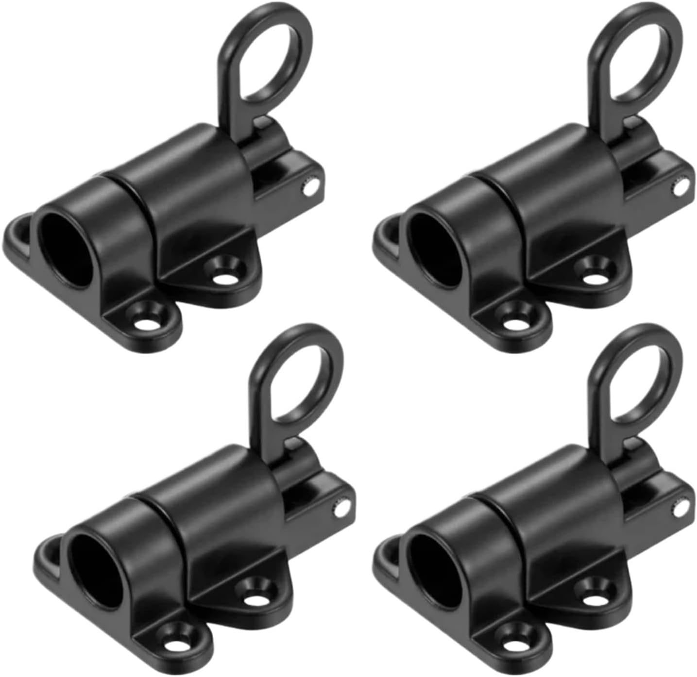 Durability 10pcs Aluminum Alloy Self-Closing Latches Window Gate Security Pull Ring Spring Bounce Door Bolt Anti-Theft Automatic Latch Lock(Black)