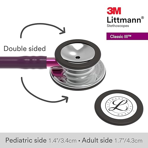 Miniatura 37 de 3M Littmann Classic III - Estetoscopio de monitoreo, acabado arco iris, tubo frambuesa, 27 pulgadas, 5806 Tubo de frambuesa