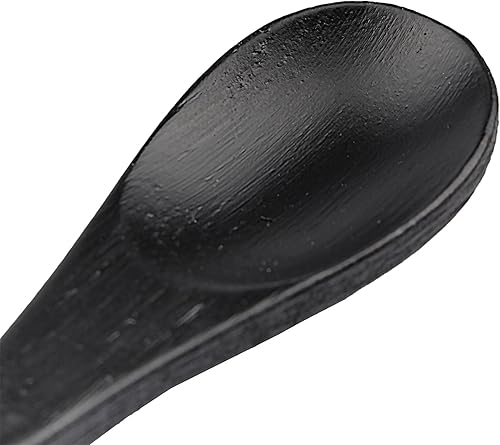 Vista 23 de BambooMN Cucharas de bambú, mini cuchara de sal/pequeñas cucharas de madera para especias, 100 piezas ovaladas marrón carbonizado de 4.3 pulgadas