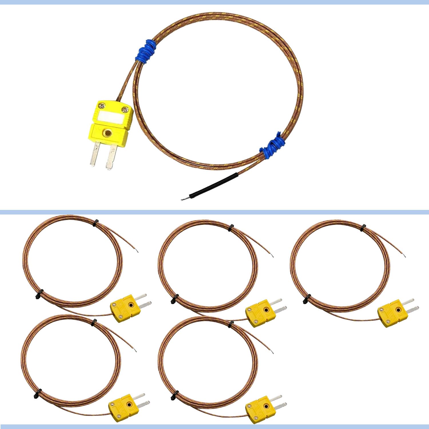 K-Type Thermocouple Probe - High Accuracy Temperature Sensor with 1M and 3M Fiberglass Cable, -58°F to 899°F (-50°C to 482°C) Range, Fast <2s Response, Compatible with Type-K Measuring Devices