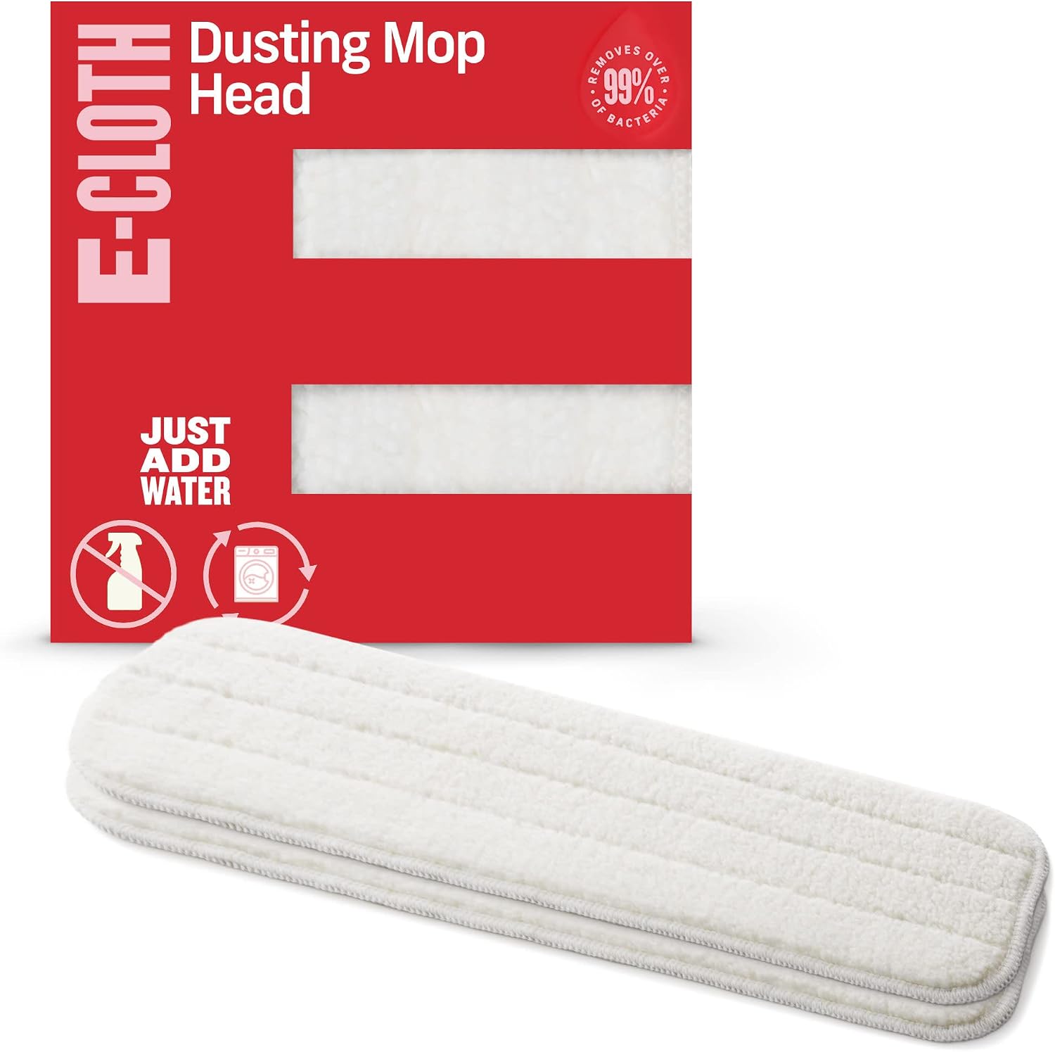 E-Cloth Deep Clean Mop Dusting Head, Reusable Microfiber Dusting Mop Heads Replacements for Dust Mops for Floor Cleaning, 100 Wash Guarantee, 2 Pack